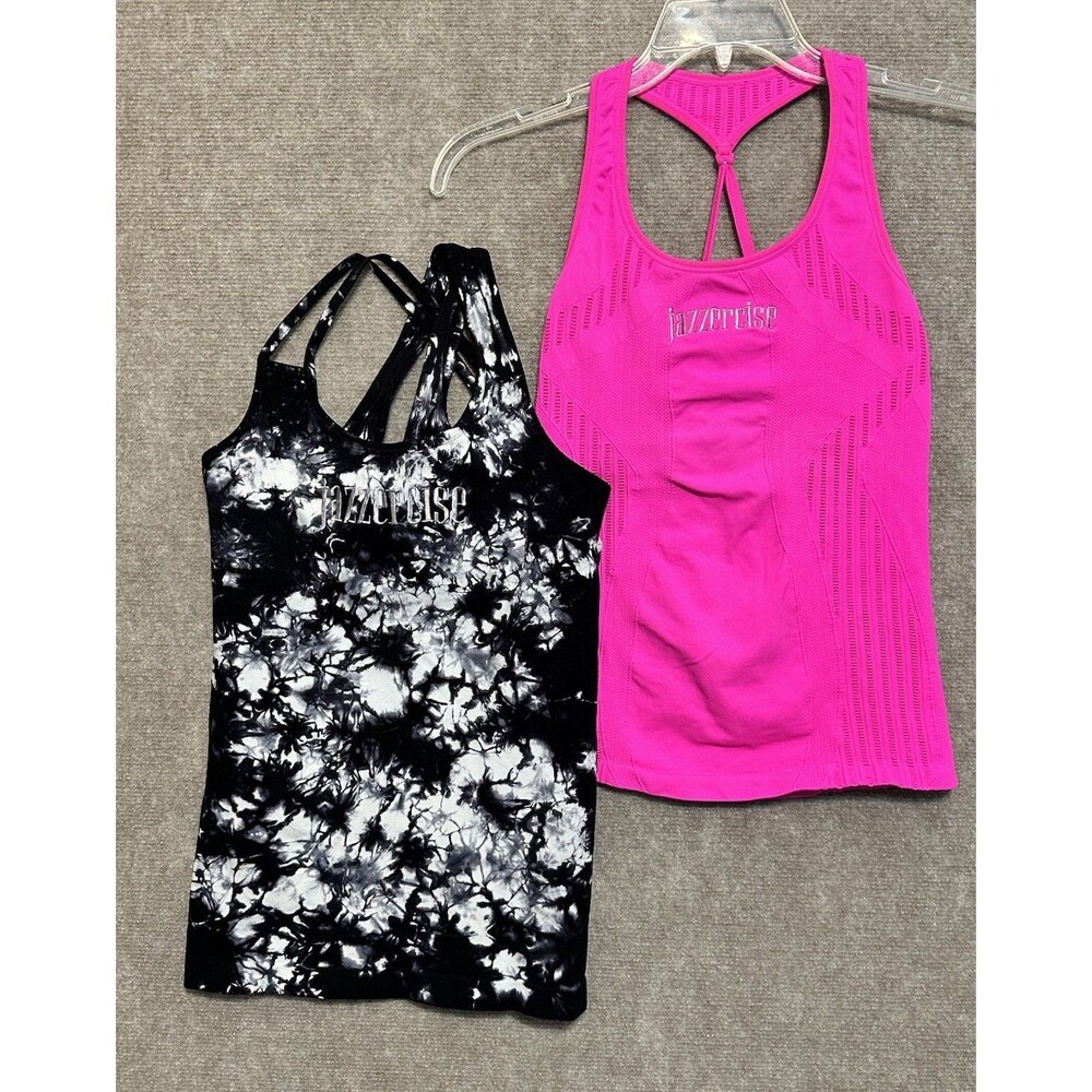 Lot of 2 Jazzercise NUX Athletic Tank Top (s) Women’s Large Pink  n Tie Dye